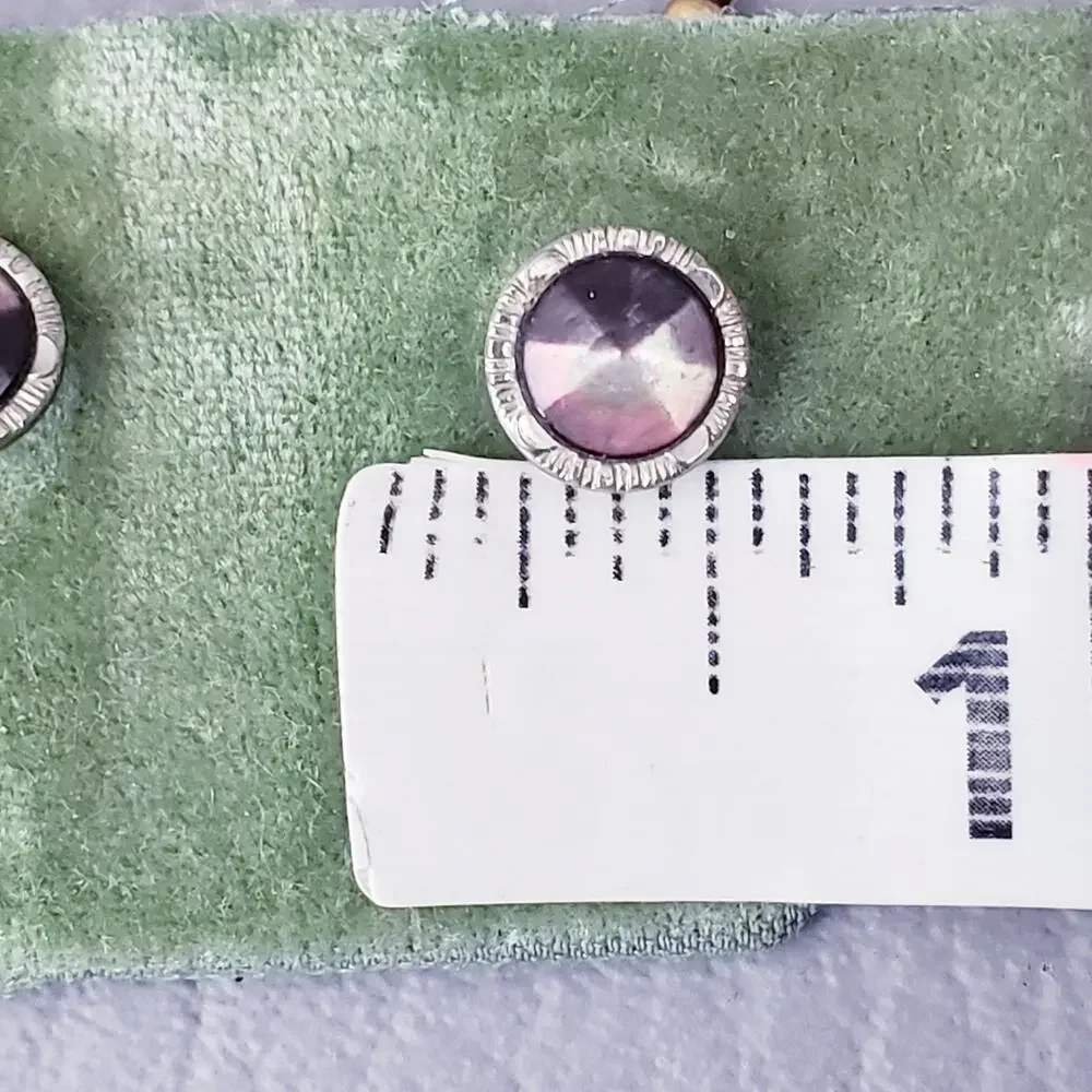 Antique Mother of Pearl Vest Buttons Shirt Tuxedo Button Studs Gold Tone Set 3